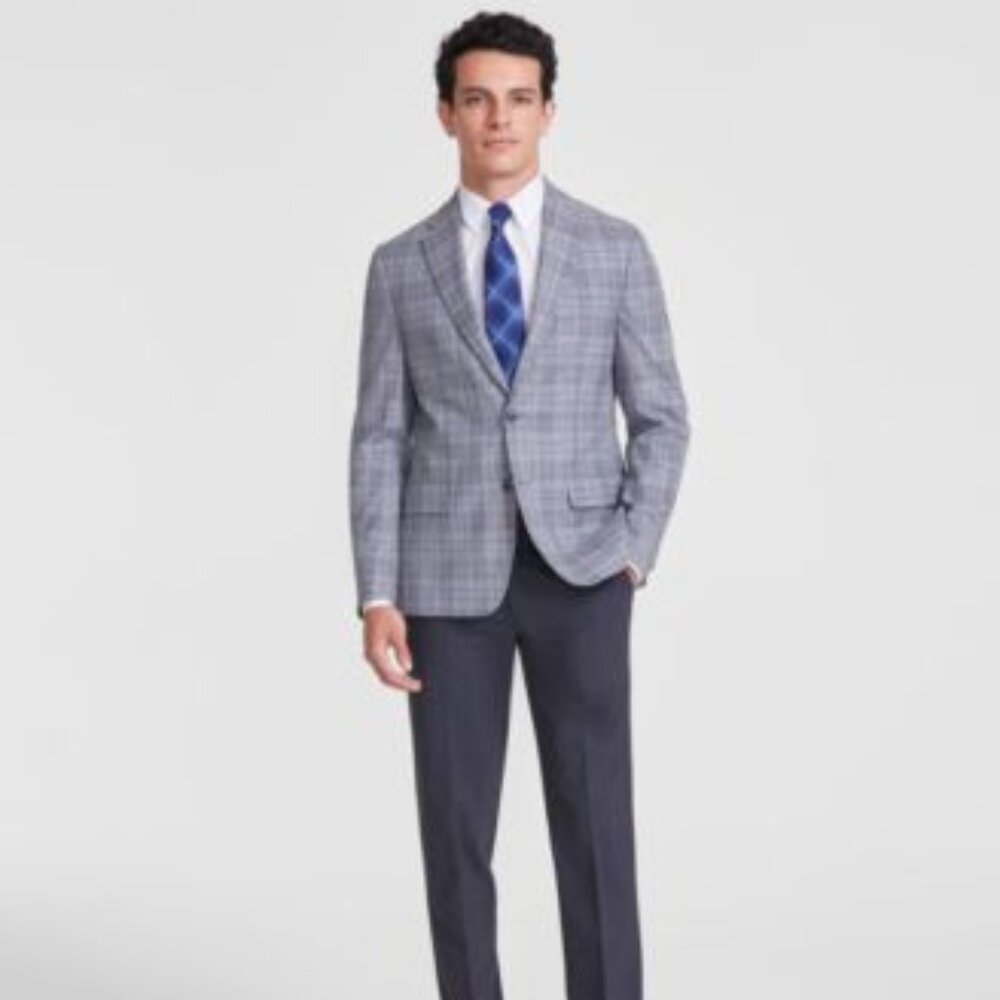 Tommy Hilfiger Mens Modern-Fit Plaid Sport C Grey Plaid 40S